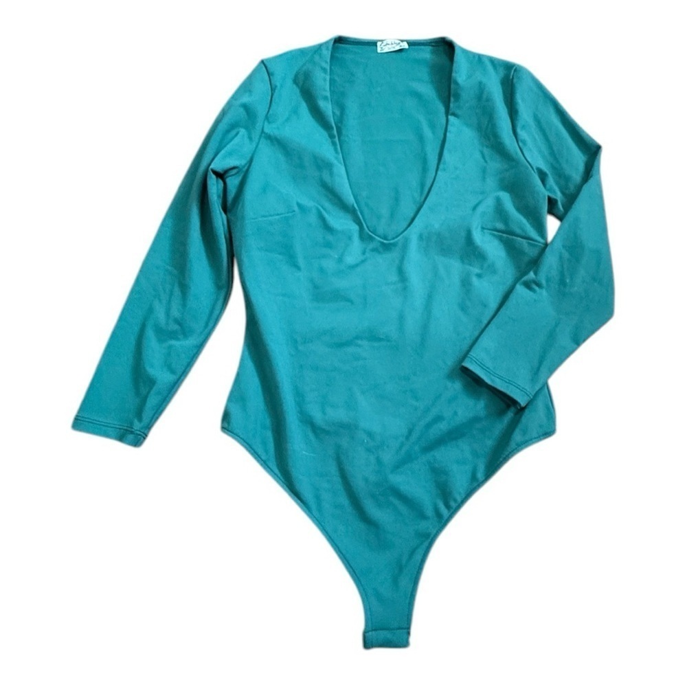 Free people Teal Long Sleeve Bodysuit